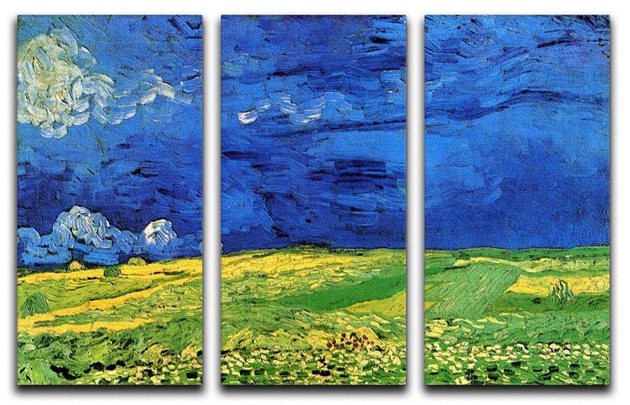 Wheat Field Under Clouded Sky by Van Gogh 3 Split Panel Canvas Print - Canvas Art Rocks - 4