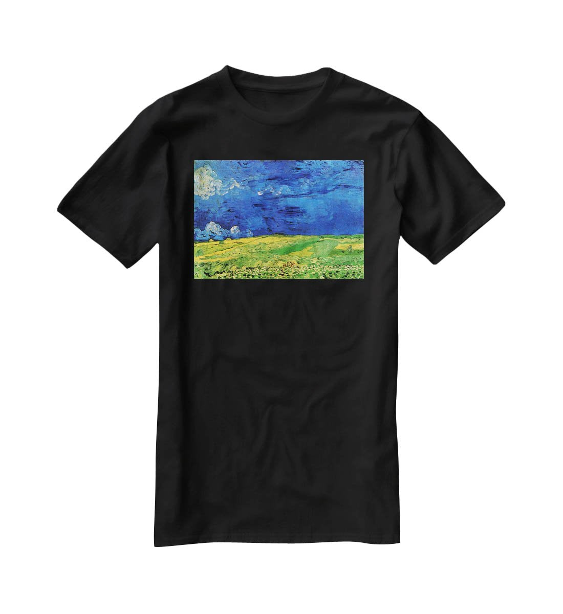 Wheat Field Under Clouded Sky by Van Gogh T-Shirt - Canvas Art Rocks - 1