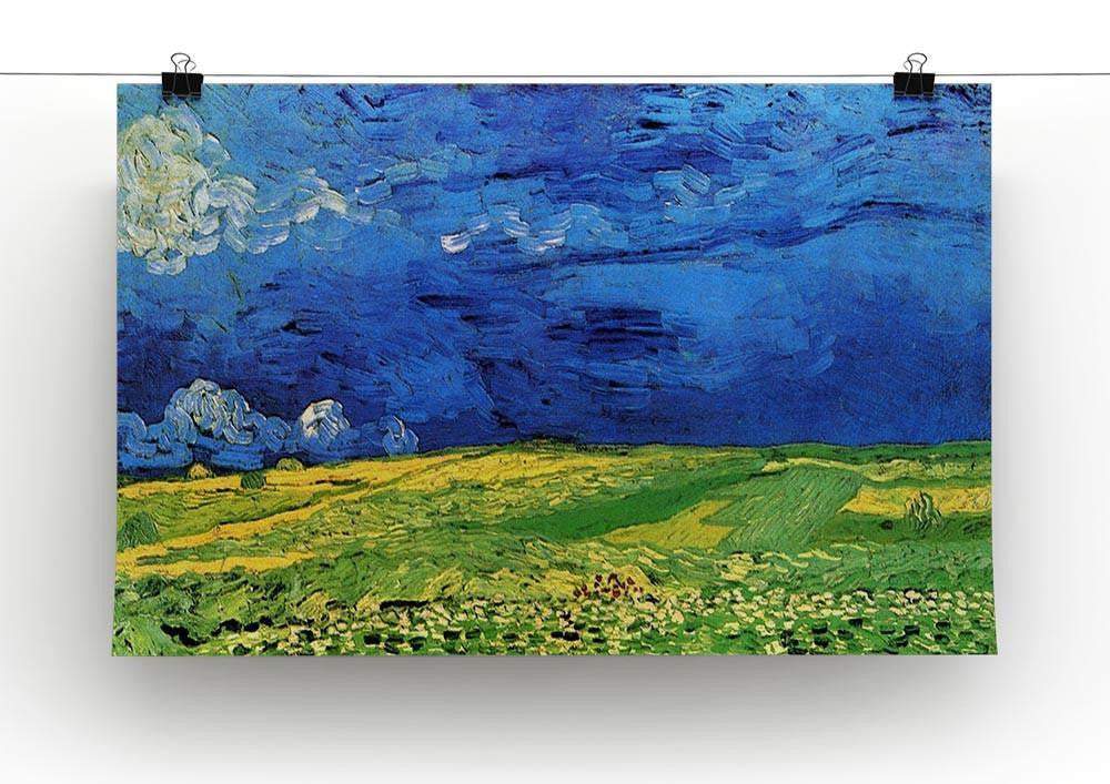 Wheat Field Under Clouded Sky by Van Gogh Canvas Print & Poster - Canvas Art Rocks - 2