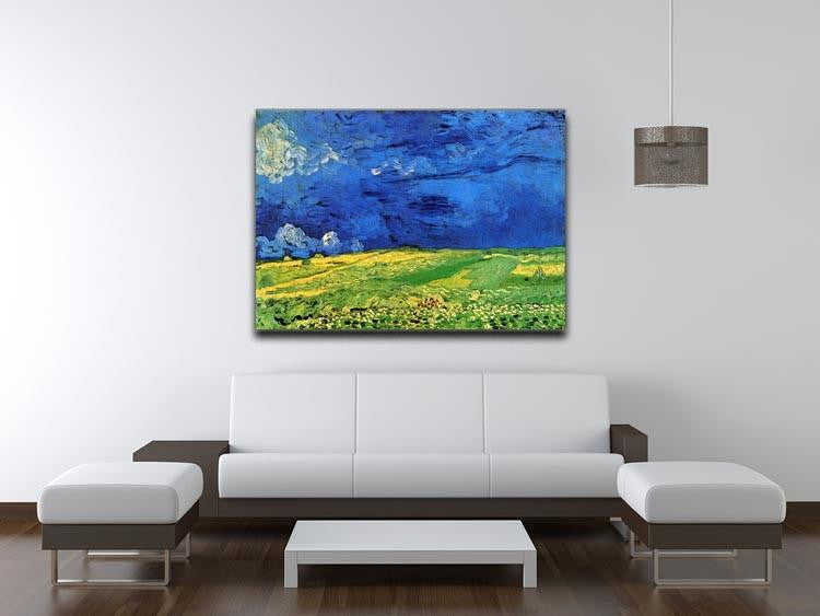 Wheat Field Under Clouded Sky by Van Gogh Canvas Print & Poster - Canvas Art Rocks - 4