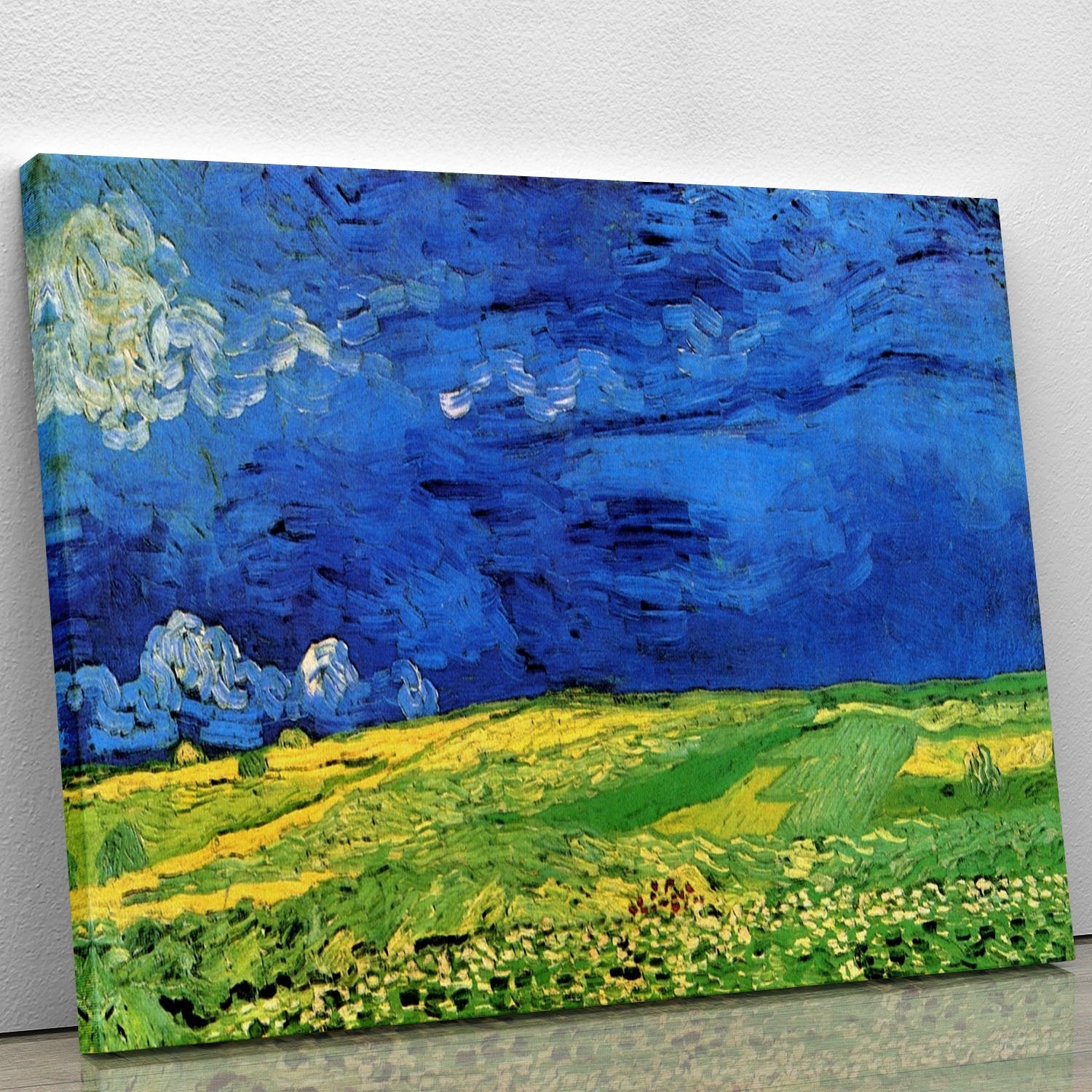 Wheat Field Under Clouded Sky by Van Gogh Canvas Print or Poster