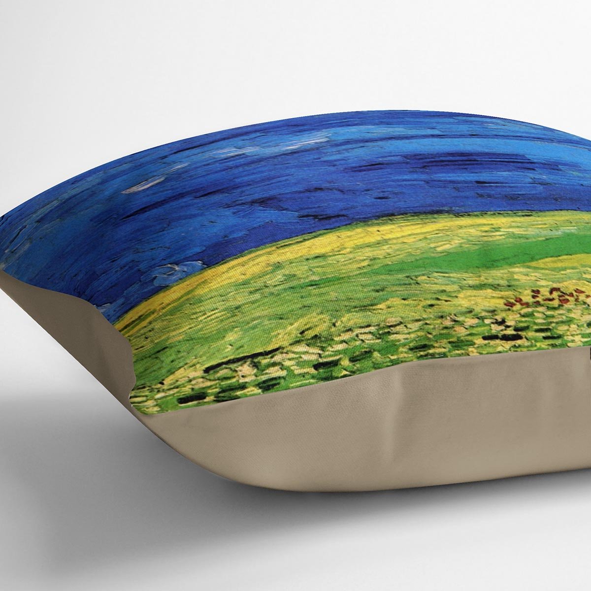 Wheat Field Under Clouded Sky by Van Gogh Throw Pillow