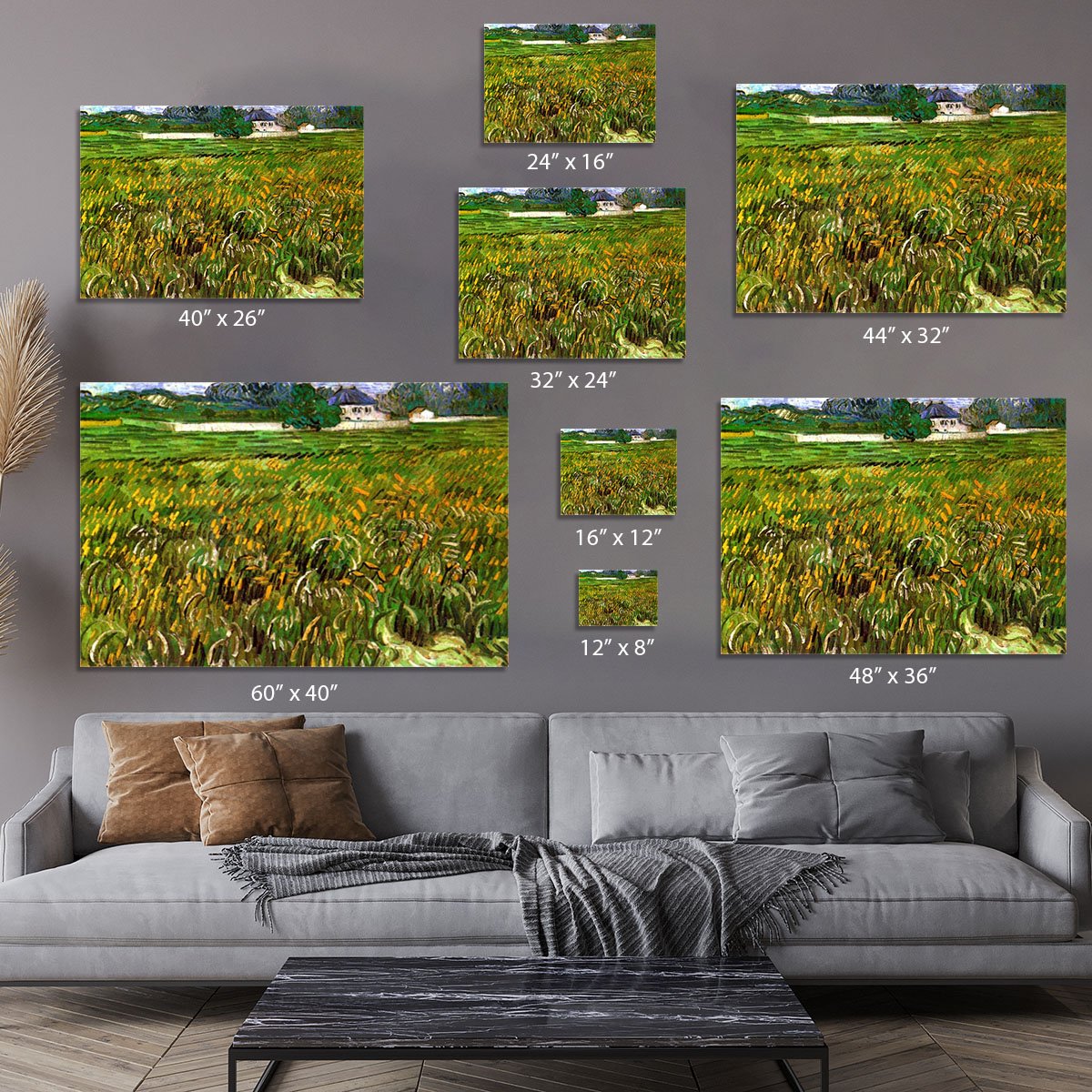 Wheat Field at Auvers with White House by Van Gogh Canvas Print or Poster