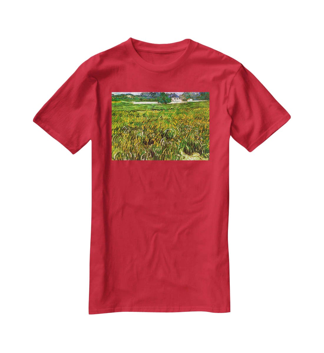 Wheat Field at Auvers with White House by Van Gogh T-Shirt - Canvas Art Rocks - 4
