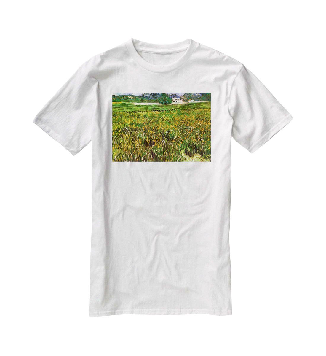 Wheat Field at Auvers with White House by Van Gogh T-Shirt - Canvas Art Rocks - 5