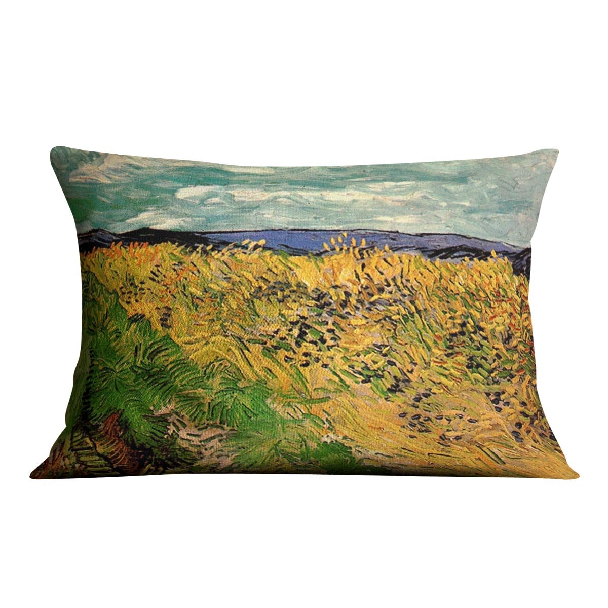 Wheat Field with Cornflowers by Van Gogh Throw Pillow
