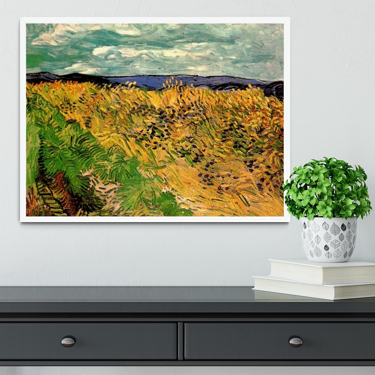 Wheat Field with Cornflowers by Van Gogh Framed Print - Canvas Art Rocks -6