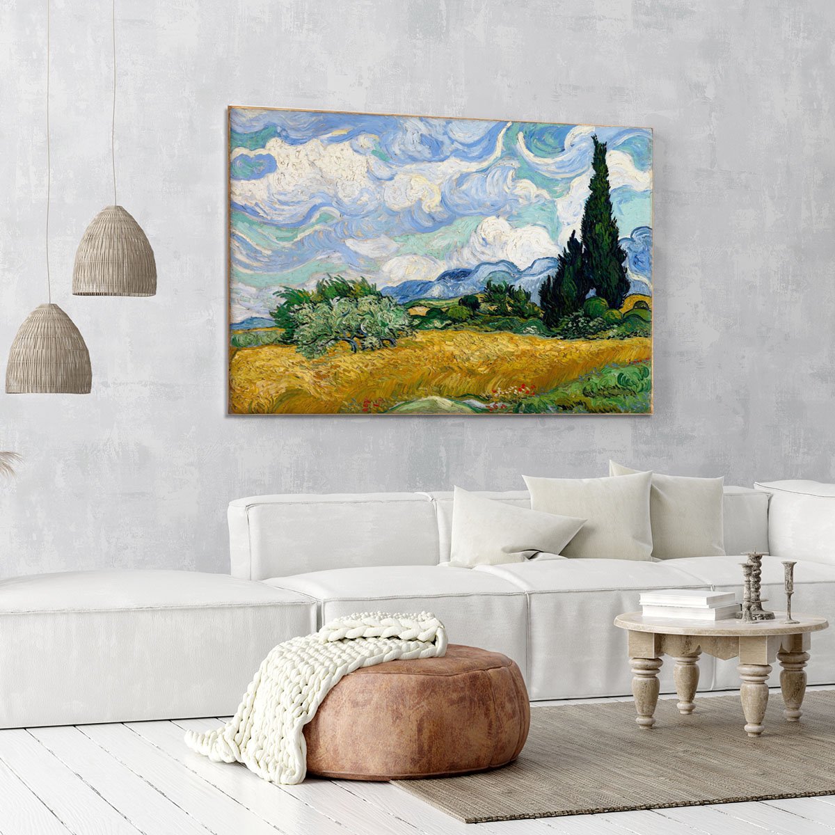 Wheat Field with Cypresses Canvas Print or Poster