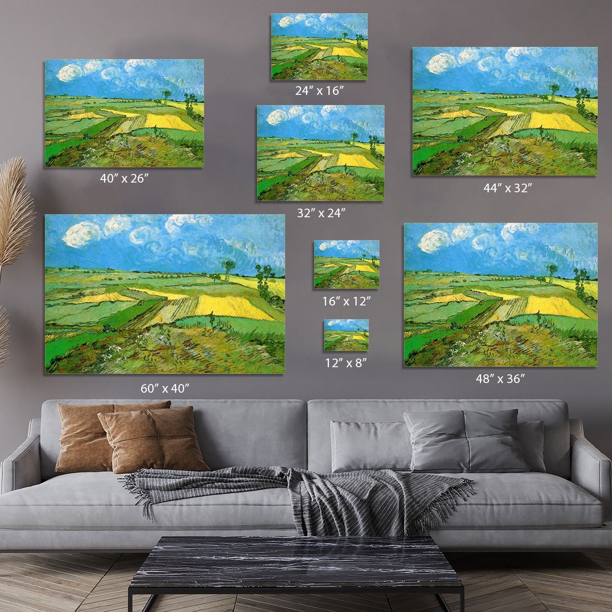 Wheat Fields at Auvers Under Clouded Sky by Van Gogh Canvas Print or Poster