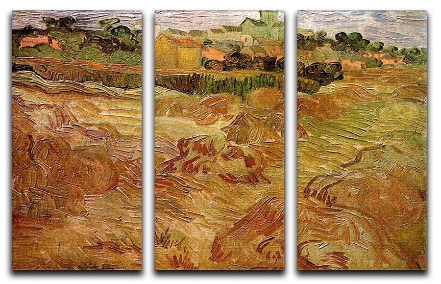 Wheat Fields with Auvers in the Background by Van Gogh 3 Split Panel Canvas Print - Canvas Art Rocks - 4