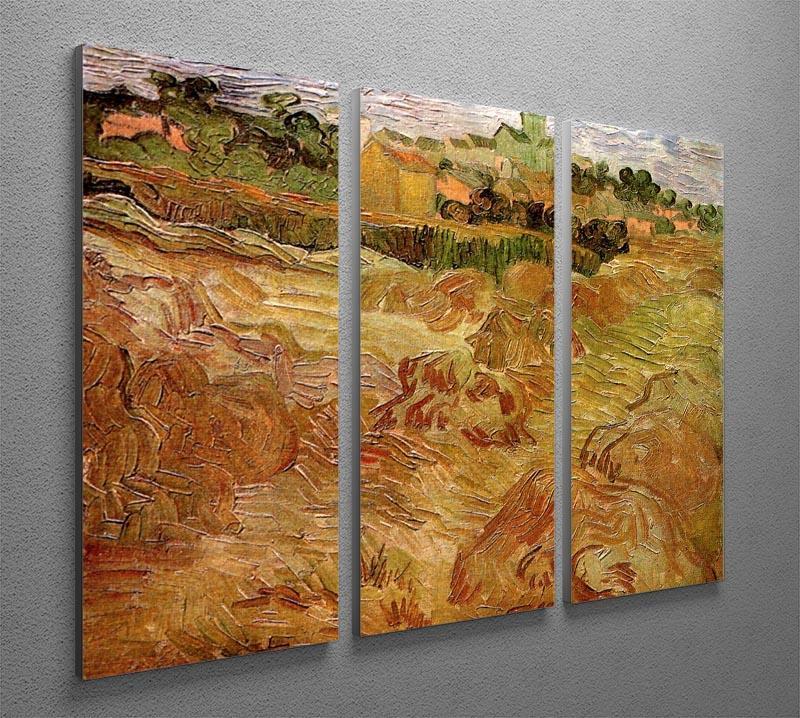 Wheat Fields with Auvers in the Background by Van Gogh 3 Split Panel Canvas Print - Canvas Art Rocks - 4