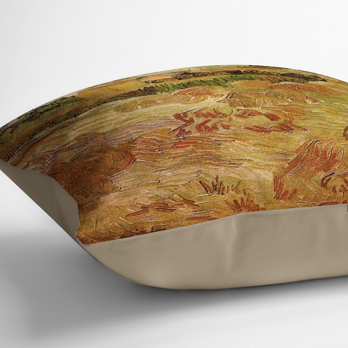 Wheat Fields with Auvers in the Background by Van Gogh Throw Pillow