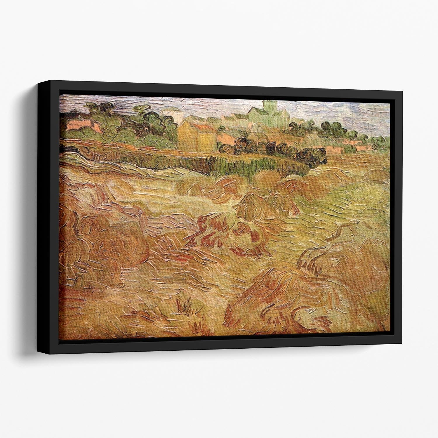 Wheat Fields with Auvers in the Background by Van Gogh Floating Framed Canvas