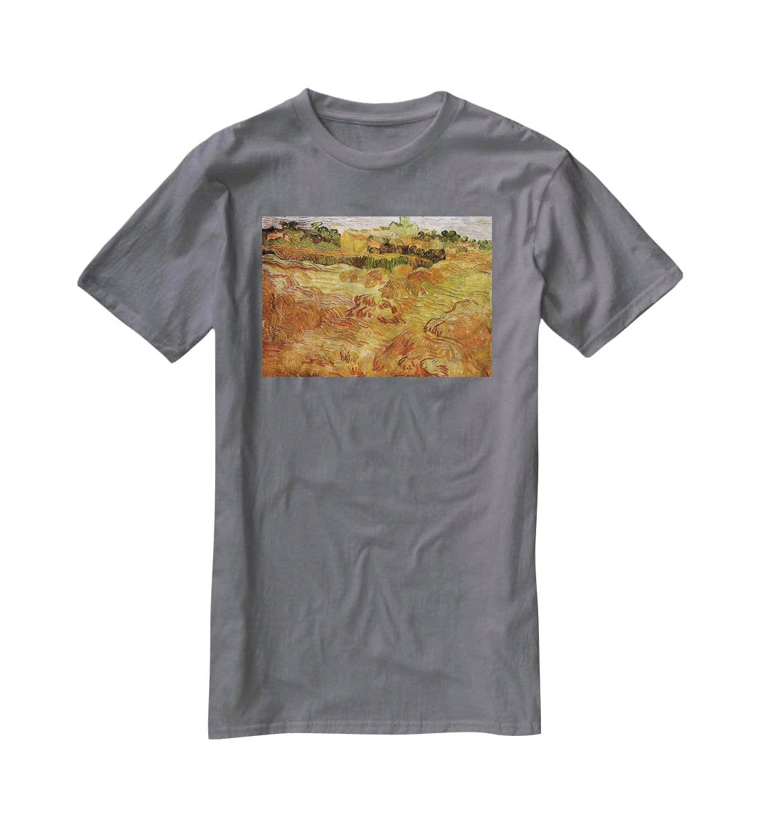 Wheat Fields with Auvers in the Background by Van Gogh T-Shirt - Canvas Art Rocks - 3
