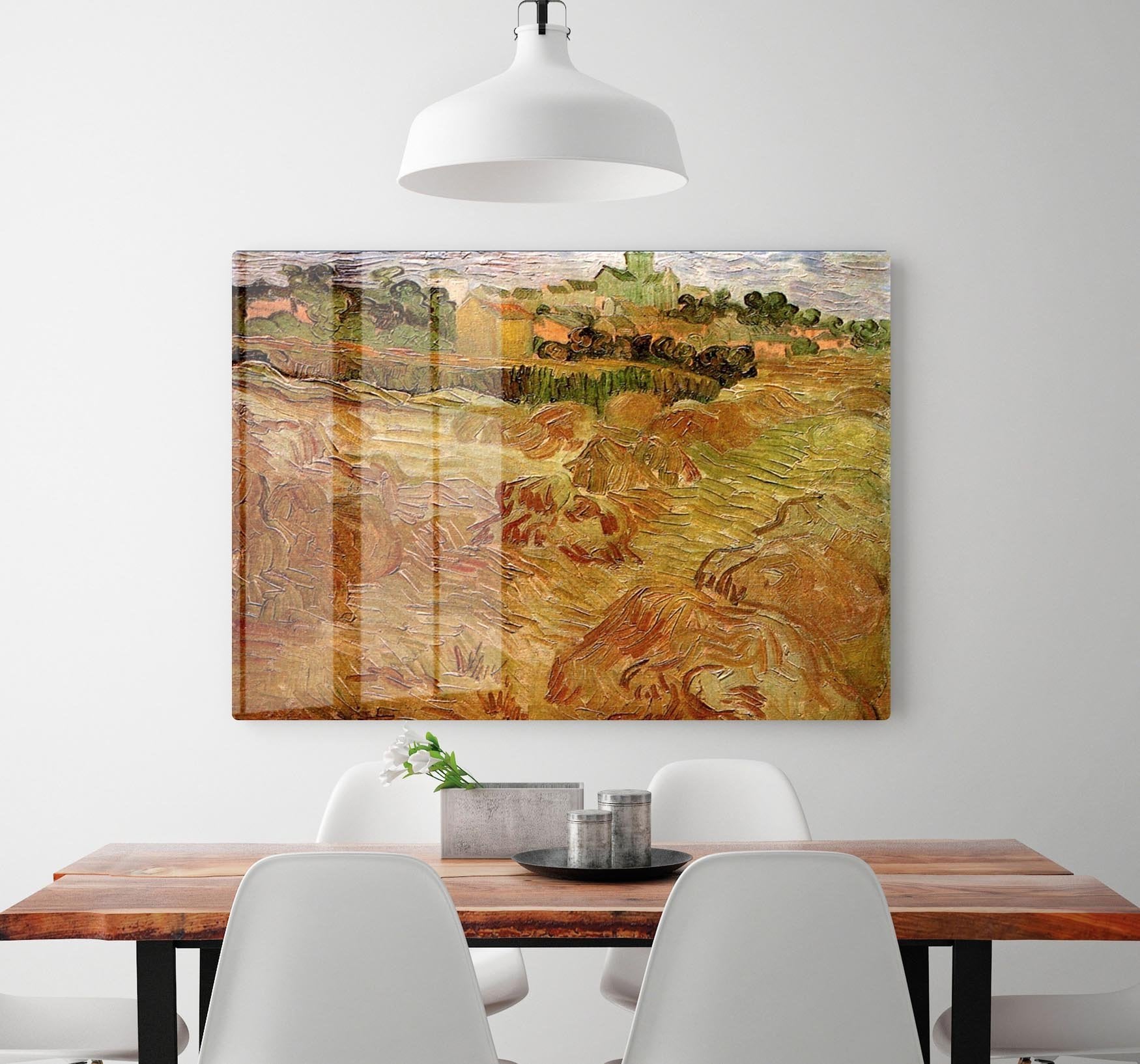 Wheat Fields with Auvers in the Background by Van Gogh HD Metal Print