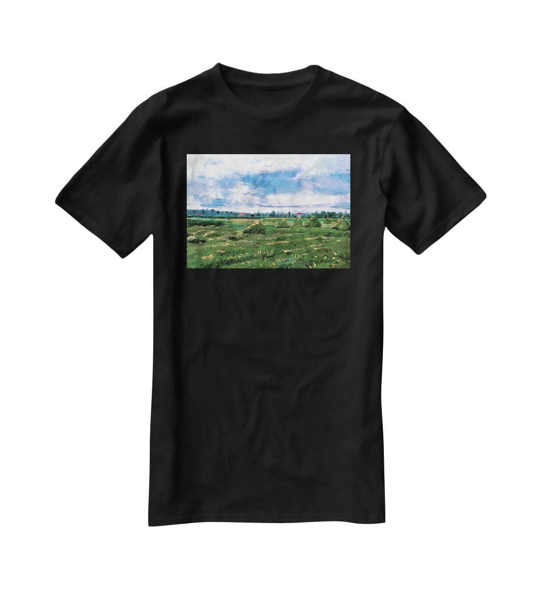 Wheat Fields with Stacks by Van Gogh T-Shirt - Canvas Art Rocks - 1