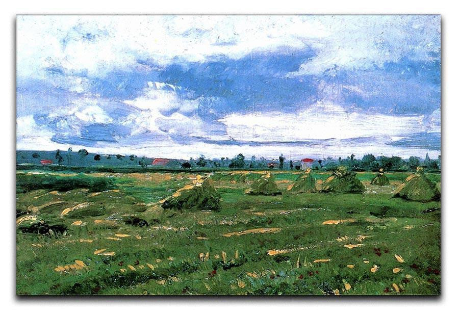 Wheat Fields with Stacks by Van Gogh Canvas Print & Poster  - Canvas Art Rocks - 1