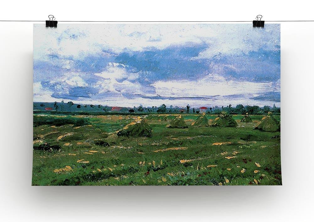 Wheat Fields with Stacks by Van Gogh Canvas Print & Poster - Canvas Art Rocks - 2
