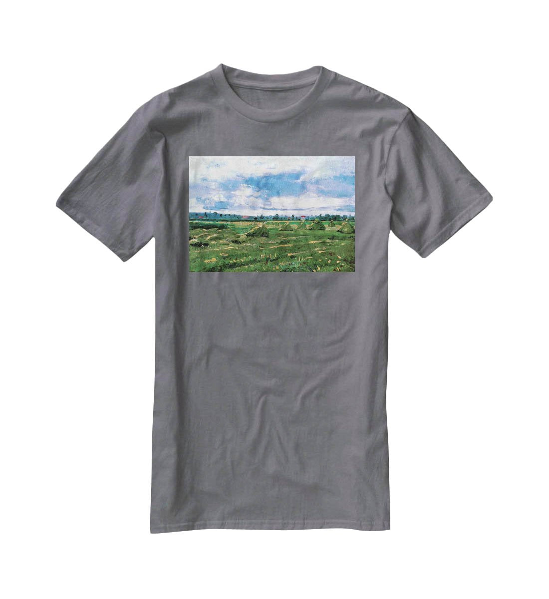 Wheat Fields with Stacks by Van Gogh T-Shirt - Canvas Art Rocks - 3