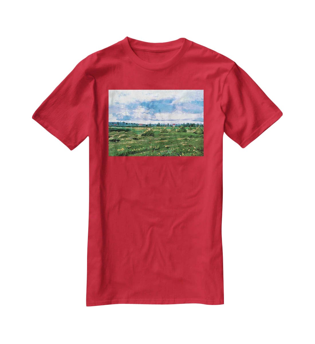 Wheat Fields with Stacks by Van Gogh T-Shirt - Canvas Art Rocks - 4