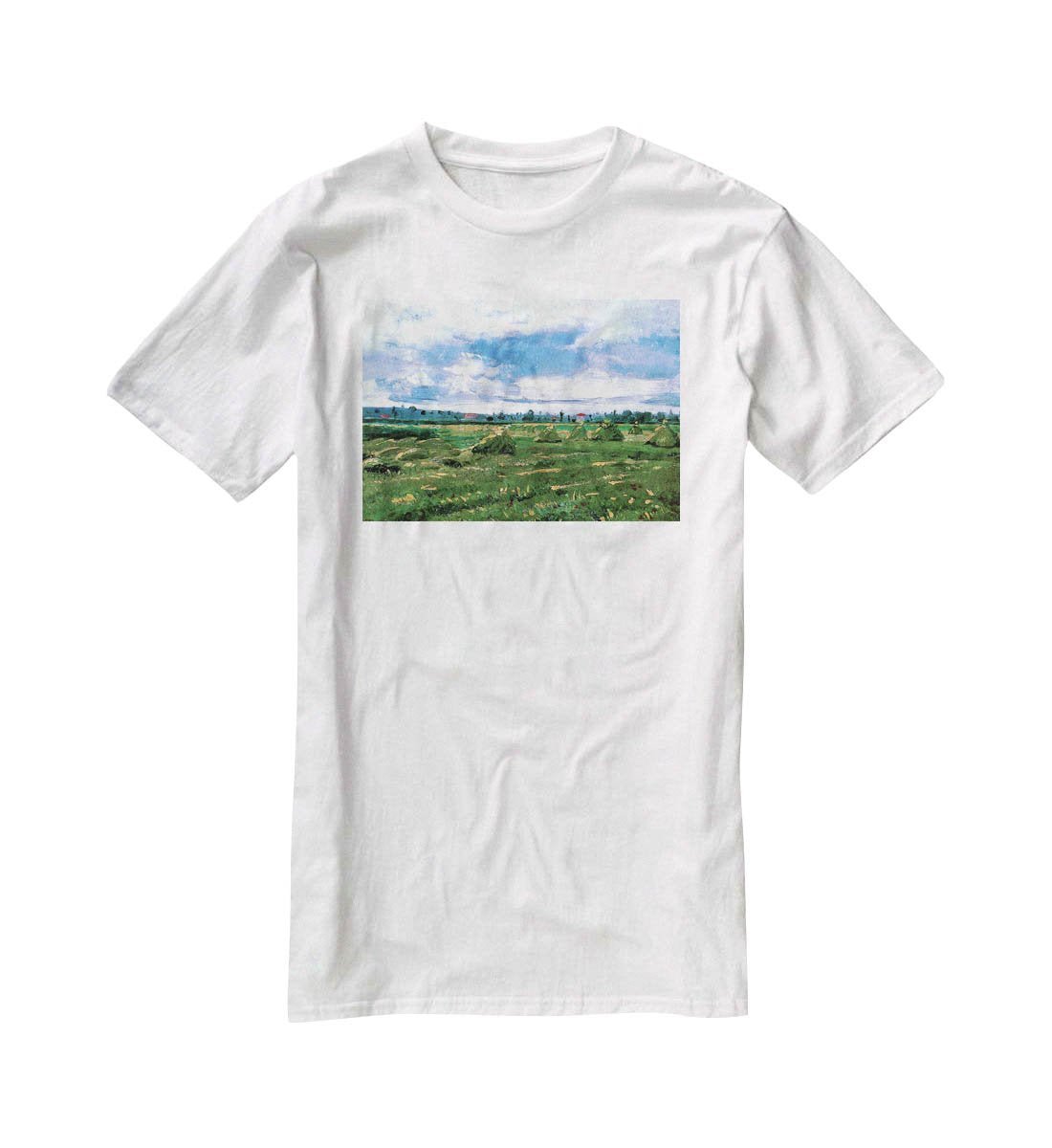 Wheat Fields with Stacks by Van Gogh T-Shirt - Canvas Art Rocks - 5