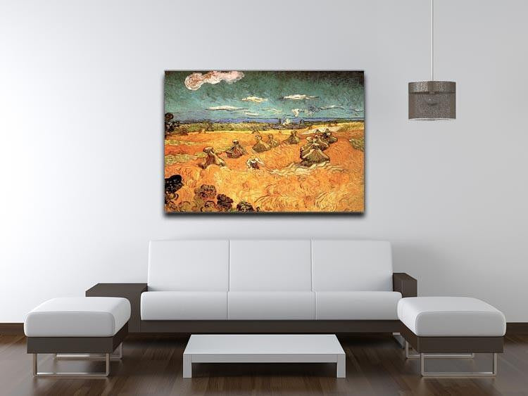 Wheat Stacks with Reaper by Van Gogh Canvas Print & Poster - Canvas Art Rocks - 4