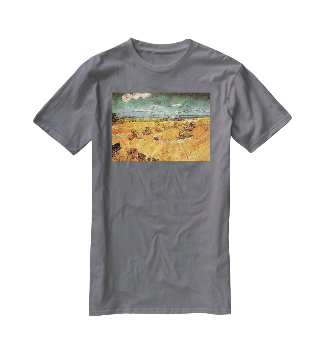 Wheat Stacks with Reaper by Van Gogh T-Shirt - Canvas Art Rocks - 3