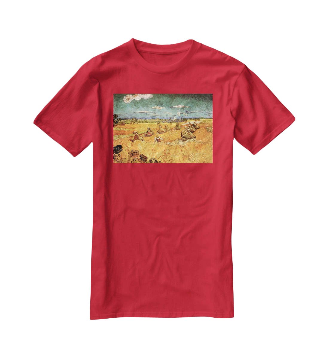 Wheat Stacks with Reaper by Van Gogh T-Shirt - Canvas Art Rocks - 4