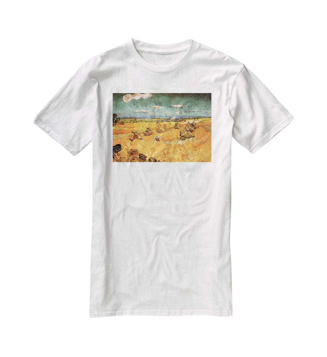 Wheat Stacks with Reaper by Van Gogh T-Shirt - Canvas Art Rocks - 5