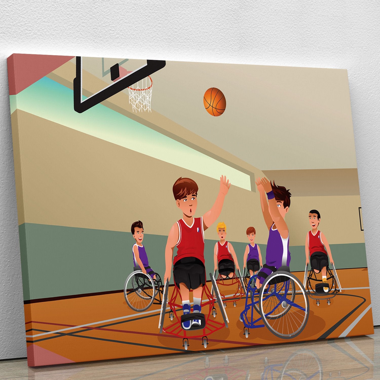 Wheelchairs playing basketball Canvas Print or Poster