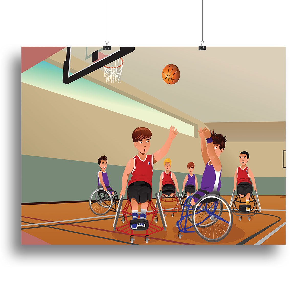 Wheelchairs playing basketball Canvas Print or Poster
