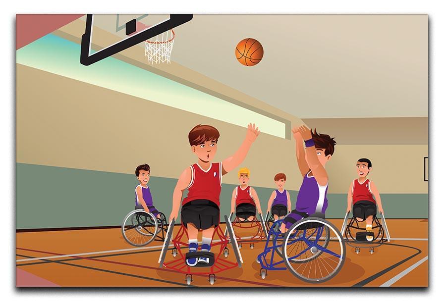 Wheelchairs playing basketball Canvas Print or Poster  - Canvas Art Rocks - 1