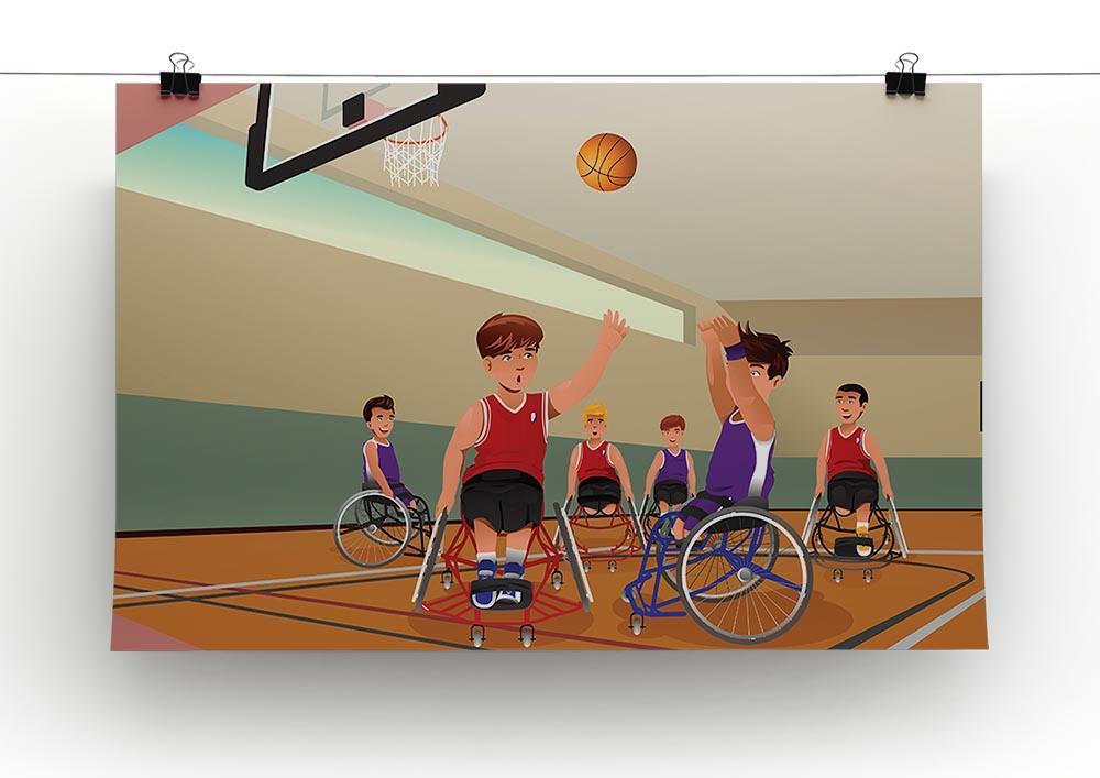 Wheelchairs playing basketball Canvas Print or Poster - Canvas Art Rocks - 2