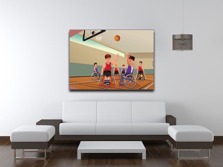 Wheelchairs playing basketball Canvas Print or Poster - Canvas Art Rocks - 4