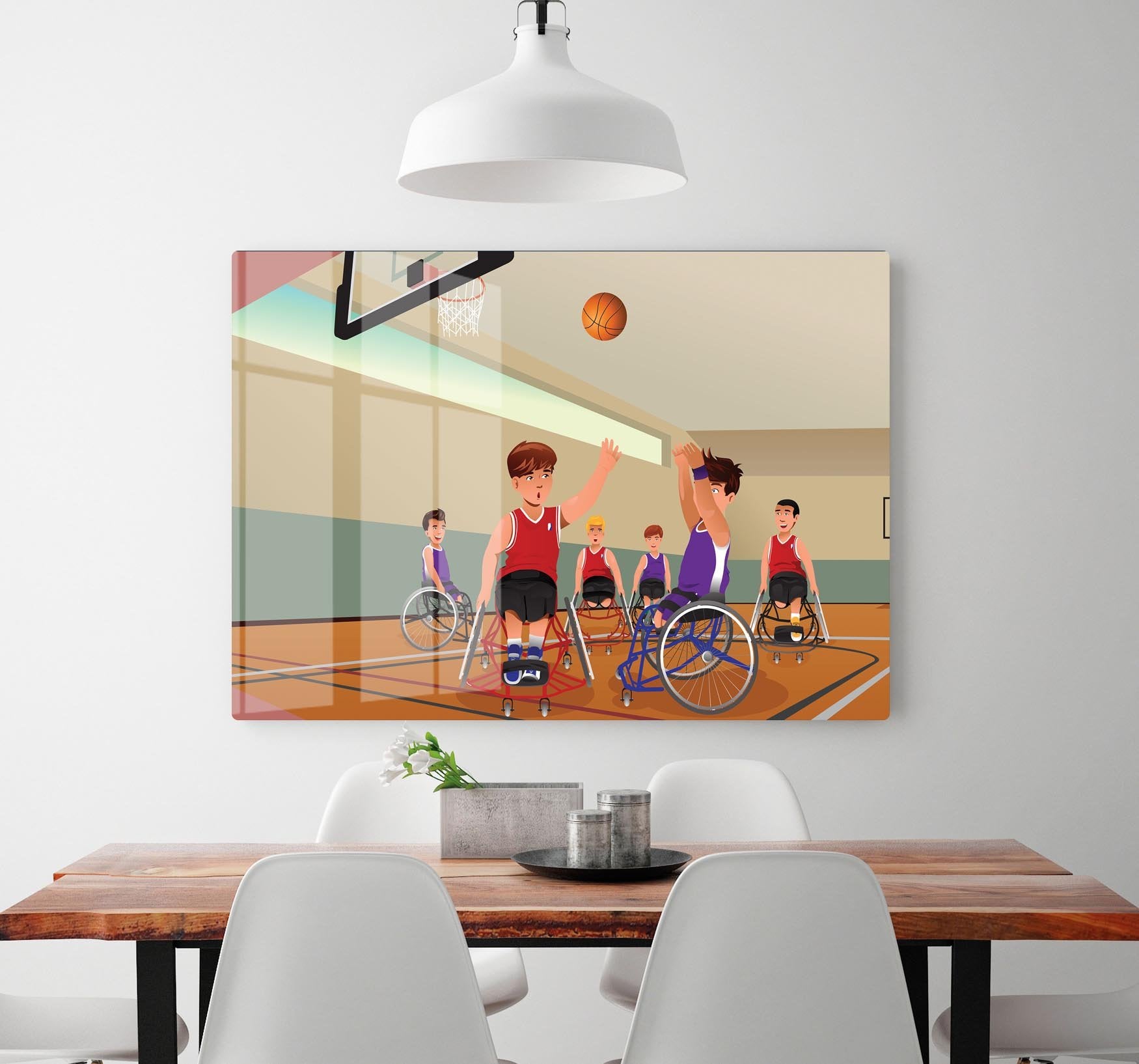 Wheelchairs playing basketball HD Metal Print