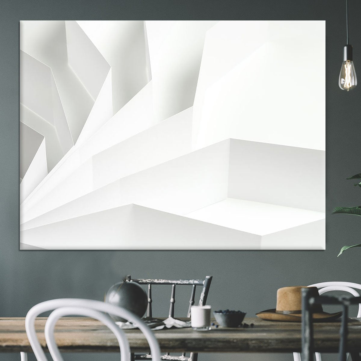 White 3D Abstract Shapes Canvas Print or Poster