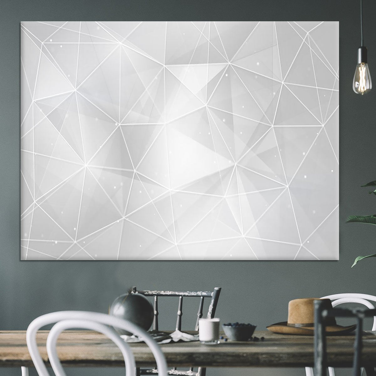 White Geometric Triangles Canvas Print or Poster