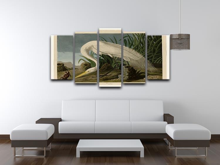 White Heron by Audubon 5 Split Panel Canvas - Canvas Art Rocks - 3