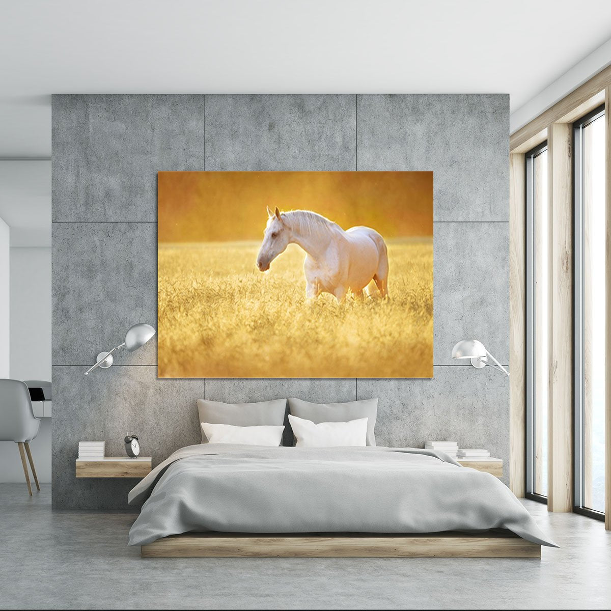 White Orlov trotter horse in rye Canvas Print or Poster