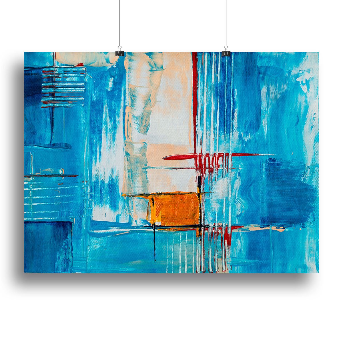 White Red and Blue Abstract Painting Canvas Print or Poster