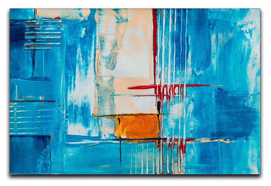 White Red and Blue Abstract Painting Canvas Print or Poster  - Canvas Art Rocks - 1