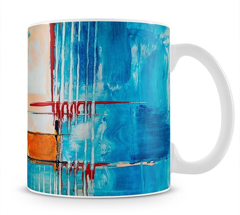 White Red and Blue Abstract Painting Mug - Canvas Art Rocks - 1
