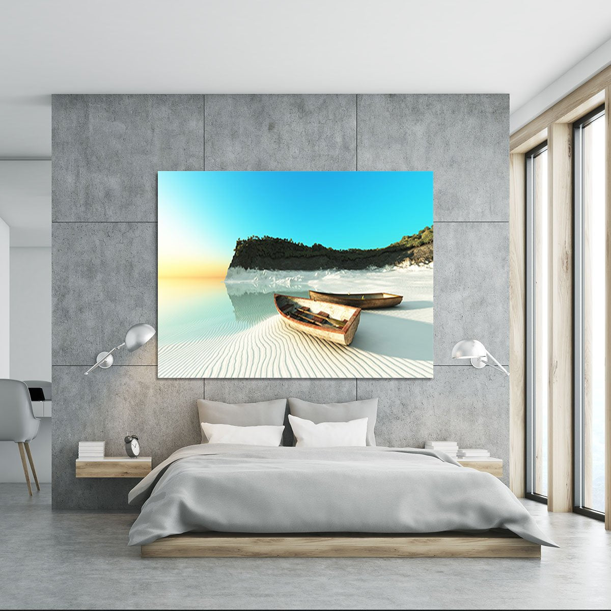 White Sand Boats Canvas Print or Poster