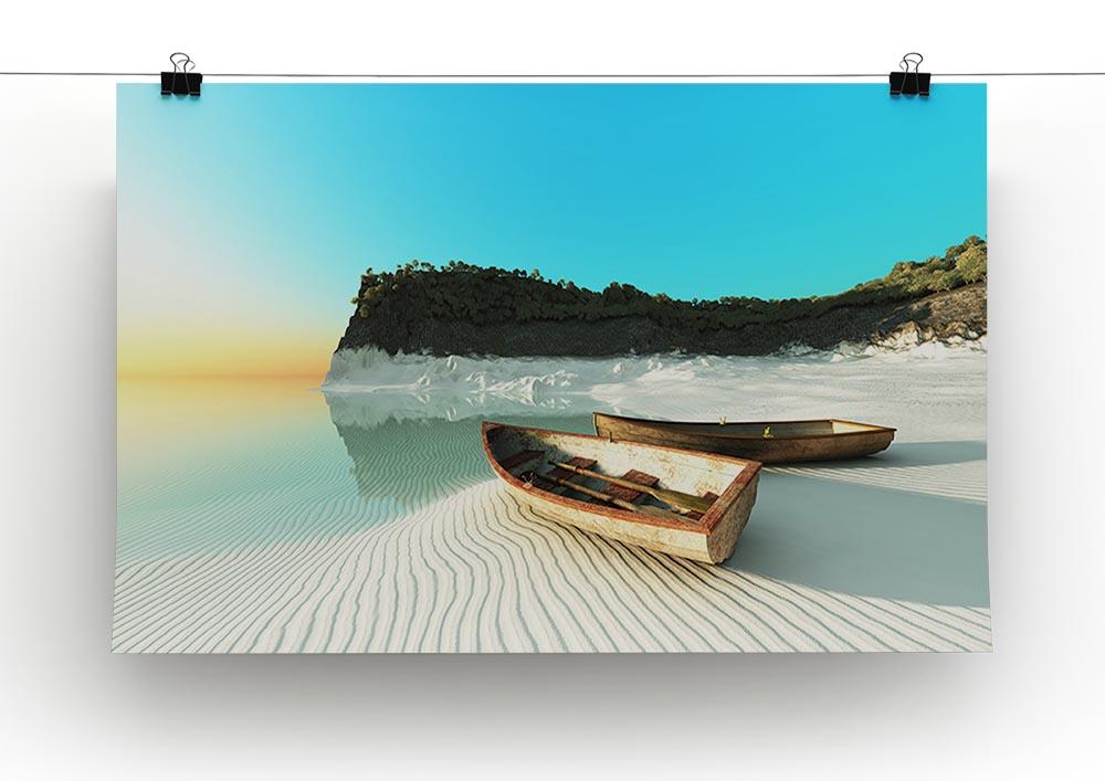 White Sand Boats Canvas Print or Poster - Canvas Art Rocks - 2