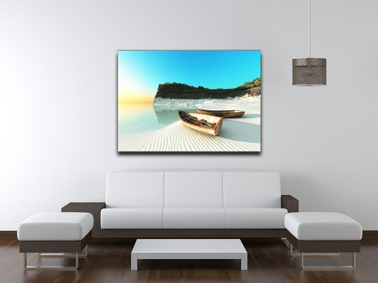White Sand Boats Canvas Print or Poster - Canvas Art Rocks - 4