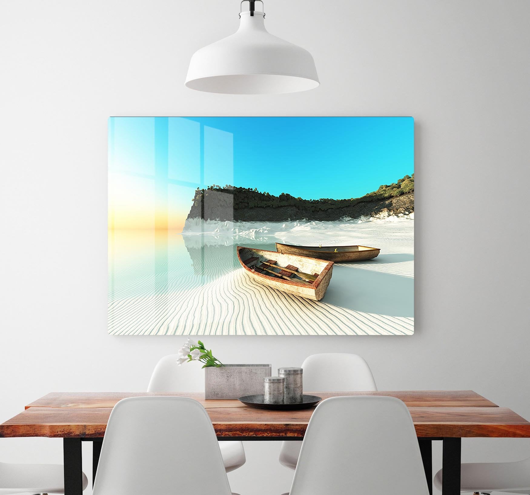 White Sand Boats HD Metal Print - Canvas Art Rocks - 2