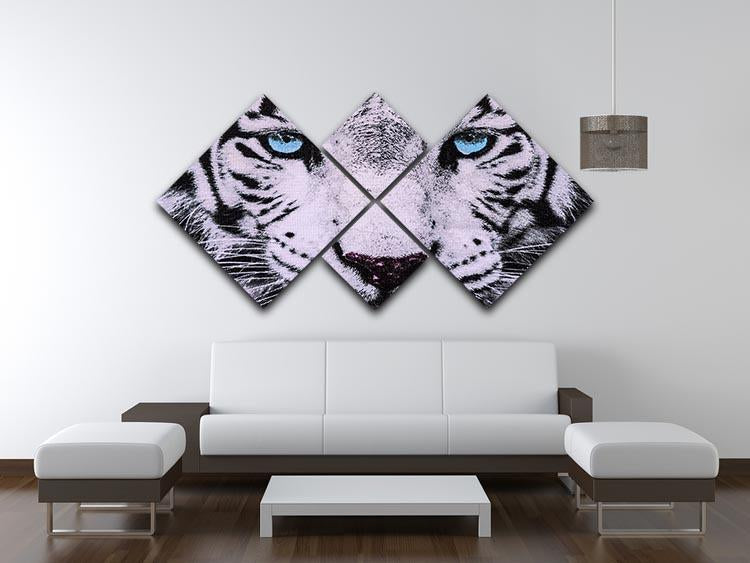 White Tiger Face 4 Square Multi Panel Canvas - Canvas Art Rocks - 3