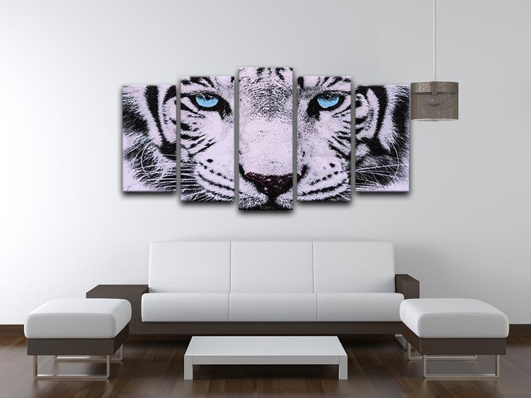 White Tiger Face 5 Split Panel Canvas - Canvas Art Rocks - 3