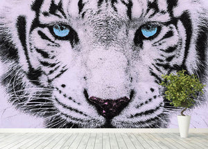 White Tiger Face Wall Mural Wallpaper - Canvas Art Rocks - 4