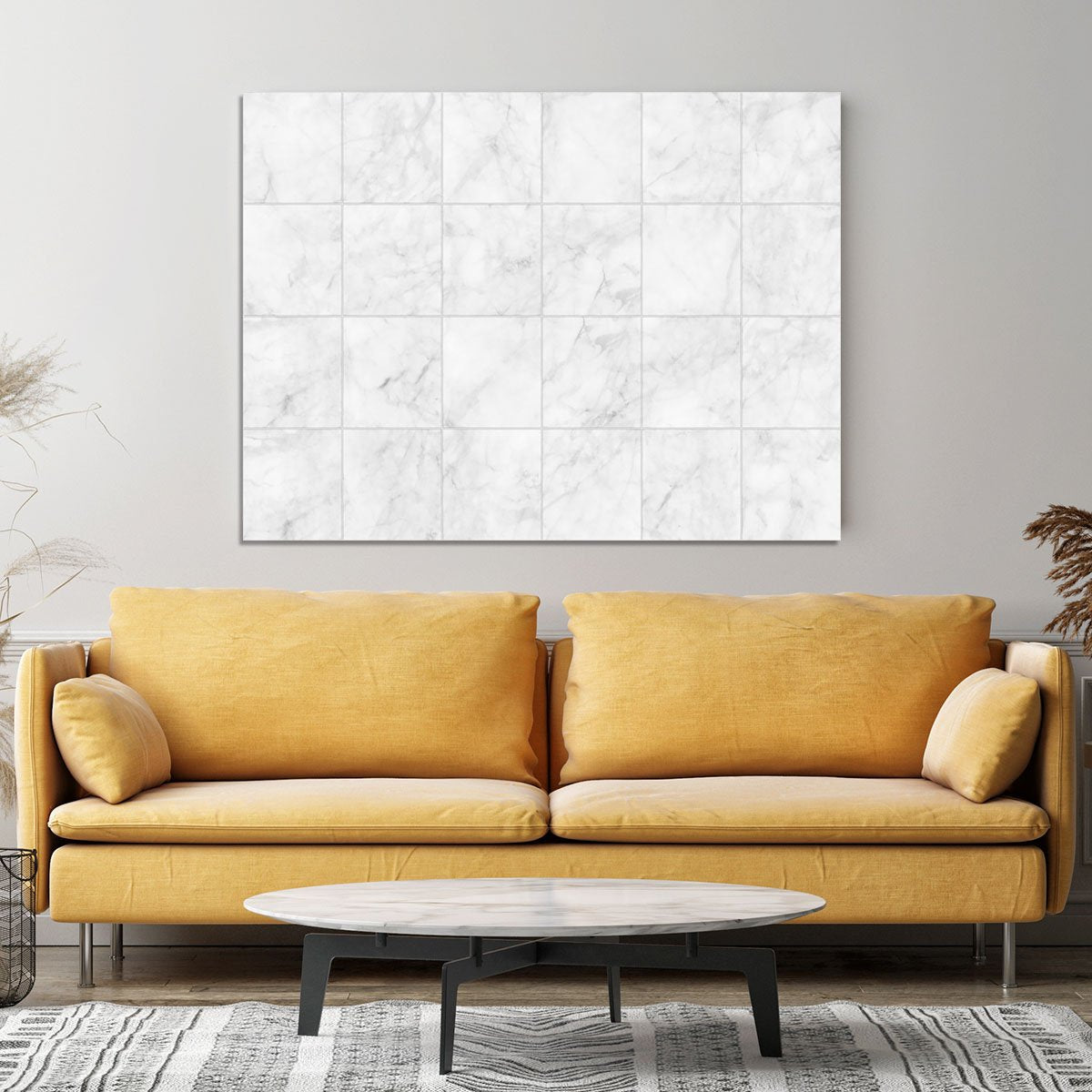 White Tiled Marble Canvas Print or Poster